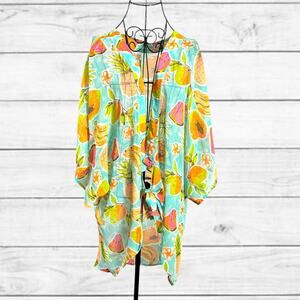 33. CATO’s ONE SIZE Tie Front lightweight summer flowy fruit detailed coverup
